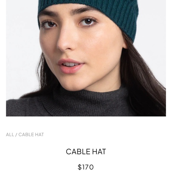 Red Cable Knit KINROSS CASHMERE Pom-Pom Beanie